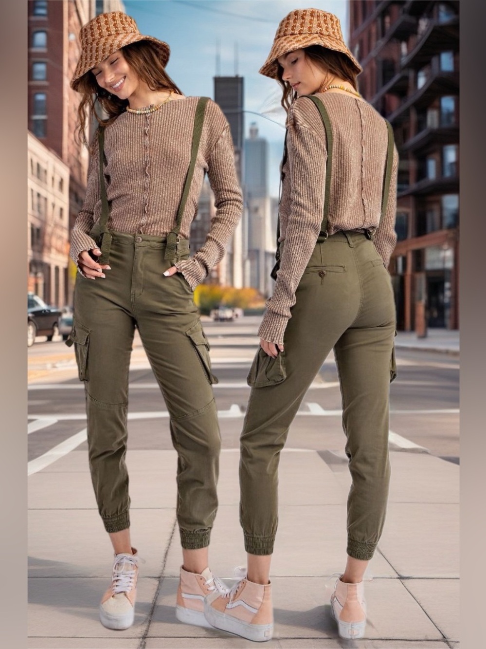 Easel | The Nomad Suspender Overall Jogger Artisan Artsy Utility Pant New Medium